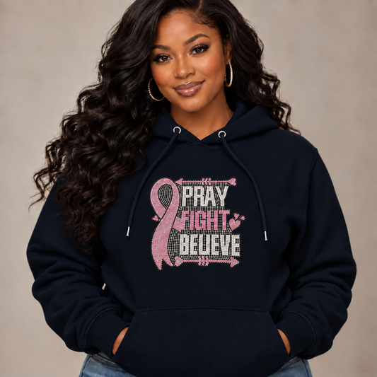 Pray Fight Believe Hoodie - Navy