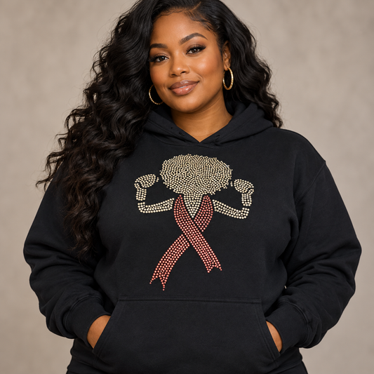 Pink Ribbon Boxer Hoodie - Midnight Blue
